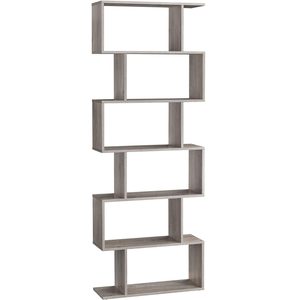 VASAGLE Biblioteca, raft cu 6 unitati de depozitare, pentru living, din lemn, 24x190x70cm, gri stejar
