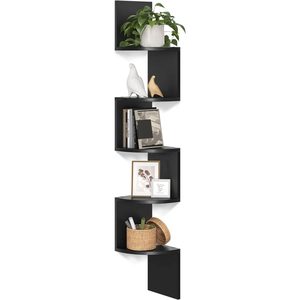 VASAGLE Raft de colt plutitor pe 5 niveluri, din lemn, 20x20x128cm, negru