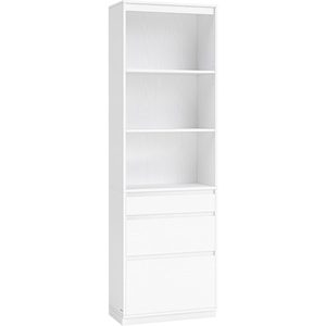 VASAGLE Biblioteca cu 3 sertare si polite reglabile, colectia Kailyn, PAL laminat 15 mm, 57x30x180 cm, alb
