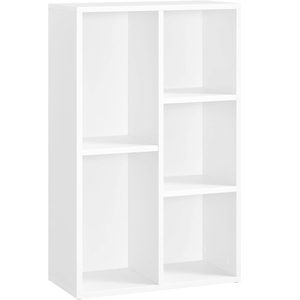 VASAGLE Biblioteca, raft cu 5 unitati de depozitare, pentru living, din lemn, 50x24x80cm, alb