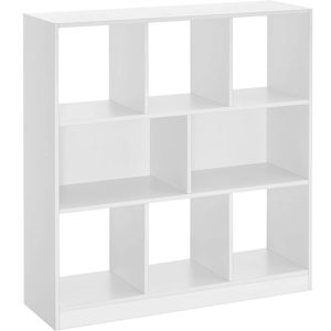 VASAGLE Biblioteca, raft cu 8 unitati de depozitare, pentru living, din lemn, 30x98x100cm, alb