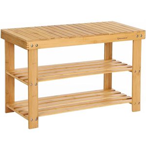SONGMICS Raft de depozitare din bambus, cu 3 niveluri, 28x70x45cm, maro