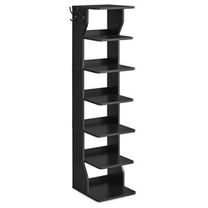 VASAGLE Raft de pantofi, pentru spatii inguste, 6 nivele, 30x26x110 cm, negru