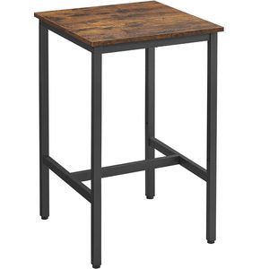 VASAGLE Masa de bar pentru bucatarie, patrata, inalta, cadru de otel, 60x60x92cm, stil industrial, maro rustic si negru