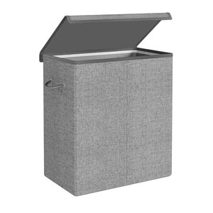 SONGMICS Cos de rufe textil, pliabil, 2 compartimente, saci detasabili, 142L, 60x36x66cm, gri