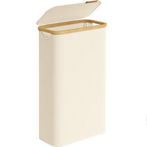 SONGMICS Cos rufe slim pentru spatii inguste, sac detasabil, 65 litri, 42x23x71 cm, crem
