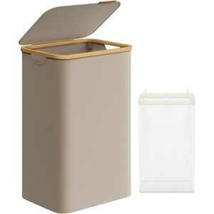 SONGMICS Cos de rufe textil, pliabil, compartiment detasabil, 90L, 42x32x71 cm, maro