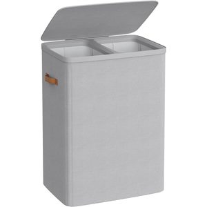 SONGMICS Cos rufe cu 2 compartimente si capac, saci detasabili cu maner, 170 litri, 56x40x75 cm, gri