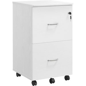 VASAGLE Dulap mobil pentru dosare cu 2 sertare, incuietoare si roti, suport imprimanta, 43x45x72 cm, alb