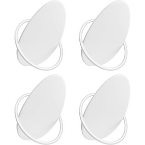 SONGMICS Set 4 carlige perete, design oval din otel, 5 kg per carlig, 9x5x7 cm, alb perlat