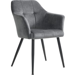SONGMICS Scaun living tapitat din catifea cu cotiere, sarcina 110 kg, 61x60x87 cm, gri