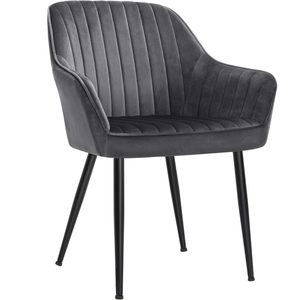 SONGMICS Scaun living tapitat din catifea cu cotiere, sarcina 110 kg, 63x60x85 cm, gri