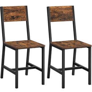 VASAGLE Set 2 scaune de living, cu spatar, stil industrial, 37x50x87 cm, maro rustic