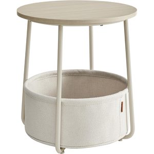 VASAGLE Masuta de cafea rotunda cu cos de stofa, stil modern, 45x50cm, bej