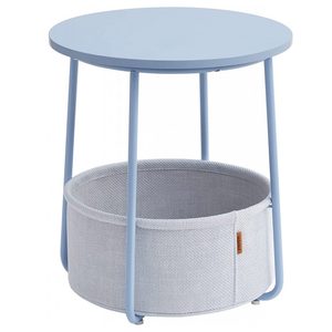 VASAGLE Masuta de cafea rotunda cu cos de stofa, stil modern, 45x50cm, albastru