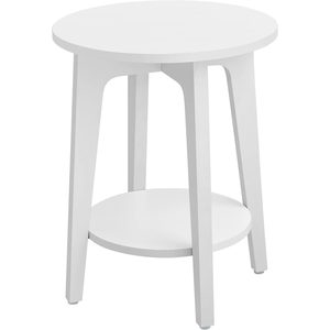 VASAGLE Masuta laterala rotunda cu raft inferior, pentru living sau dormitor, stil modern, 40x40x50 cm, alb