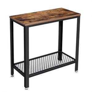 VASAGLE Masa de cafea laterala, cu 2 nivele, cadru din otel, 60x30x60cm, maro rustic