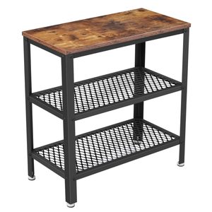 VASAGLE Masa de cafea laterala, cu 3 nivele, cadru din otel, 60x30x60cm, maro rustic