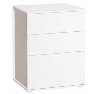 VASAGLE Noptiera cu 3 sertare, constructie robusta cu design modern minimalist, 45x35x59 cm, alb mat