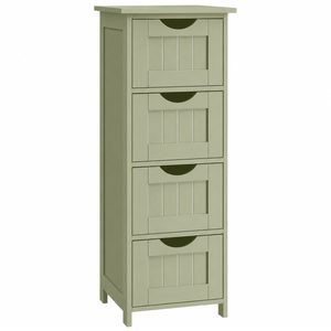 VASAGLE Dulap de depozitare de podea pentru baie, din lemn cu 4 sertare, 30x30x82cm, verde