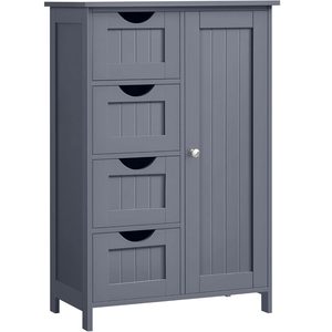 VASAGLE Dulap de baie, din MDF, cu 4 sertare, raft reglabil, 30x55x82 cm, gri