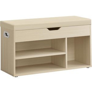 VASAGLE Pantofar cu banca, capitonata, 3 compartimente, sarcina 150 kg, 30x80x44cm, modern, bej