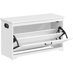 VASAGLE Bancuta pentru pantofi cu usa rabatabila si compartiment interior reglabil, 80x30x46 cm, alb