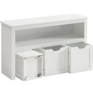 VASAGLE Comoda cu spatiu depozitare jucarii, 3 dulapuri mobile, 102x30x60 cm, alb