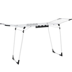 SONGMICS Uscator de rufe pliabil, capacitate intindere haine 18 metri, 57x173x97 cm, alb