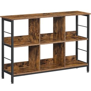 VASAGLE Biblioteca, raft cu 6 unitati de depozitare, din lemn, 33x120x80 cm, maro rustic