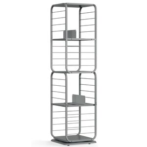 VASAGLE Biblioteca rotativa 360 grade, cadru metalic, cu 5 polite MDF, 43x43x158cm, gri