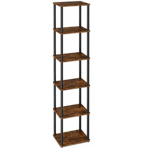 VASAGLE Biblioteca cu 6 rafturi, cadru metalic, stil industrial, 38x24x173 cm, maro rustic
