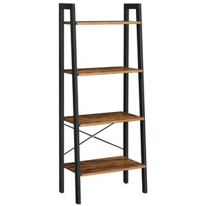 VASAGLE Biblioteca tip scara, cadru otel cu 4 polite din MDF, stil industrial, 56x34x138cm, maro rustic