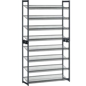 SONGMICS Raft de depozitare pantofi, pe 8 nivele, cu polite reglabile, pentru 32-40 de perechi, 31x92x163cm, gri