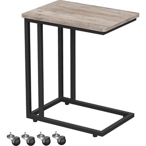 VASAGLE Masuta cafea laterala cu roti detasabile, blat PAL si cadru metalic, 35x50x60 cm, stejar gri
