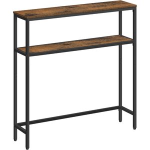 VASAGLE Masa tip consola ingusta cu 2 rafturi, cadru metalic, stil industrial, 80x20x80 cm, maro rustic