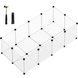 SONGMICS Tarc pentru animale mici rozatoare, din plastic, modulara DIY, 143 x 73 x 46 cm, alb