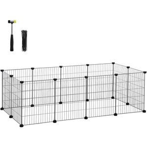 SONGMICS Tarc metalic pentru rozatoare sau alte animale mici, instalare modulara, 143x73x46cm, negru