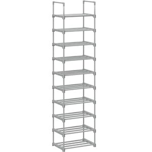 SONGMICS Suport pentru pantofi, cadru metalic cu 10 nivele, design personalizabil, 30x45x174cm, gri