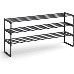 SONGMICS Suport pentru pantofi cu 3 niveluri, structura metalica, 30x117x55 cm, negru