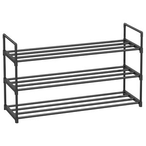 SONGMICS Suport pentru pantofi, cadru metalic cu 3 nivele, 12-15 perechi, stivuibil, 54x92x30cm, negru