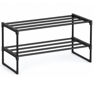 SONGMICS Raft pentru pantofi cu 2 niveluri, capacitate 6-9 perechi, 68x30x34 cm, negru