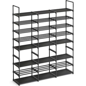 SONGMICS Raft pentru pantofi metalic, personalizabil, pana la 48 perechi, 30x129x158 cm, negru
