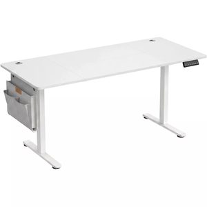SONGMICS Birou electric reglabil pe inaltime, cadru metalic, functie memorie 4 pozitii, 160x70x(72-120) cm, alb