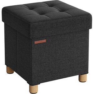 SONGMICS Taburet depozitare cu sezut confortabil, capacitate 300 kg, 37 L, 38x38x40 cm, negru