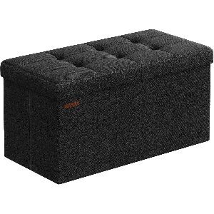 SONGMICS Taburet pliabil cu sezut moale, spatiu de depozitare 89 litri, maxim 300kg, 76x38x38 cm, negru