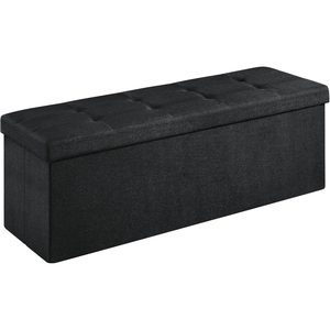 SONGMICS Bancheta pliabila cu spatiu de depozitare 110x38x38 cm, MDF si material textil, capacitate 300 kg, negru