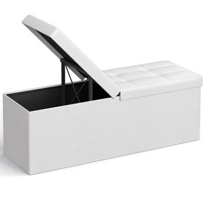 SONGMICS Taburet pliabil cu sezut moale, spatiu de depozitare 120litri, maxim 300kg, 110x38x38cm, alb