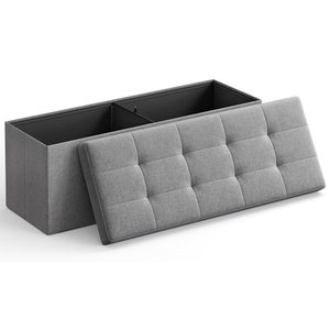 SONGMICS Taburet pliabil cu sezut moale, spatiu de depozitare 131litri, maxim 300kg, 110x38x38cm, gri