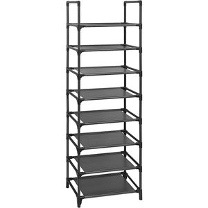SONGMICS Raft de depozitare pantofi pe 8 niveluri, metal, instalare modulara, 28x46x145cm, negru